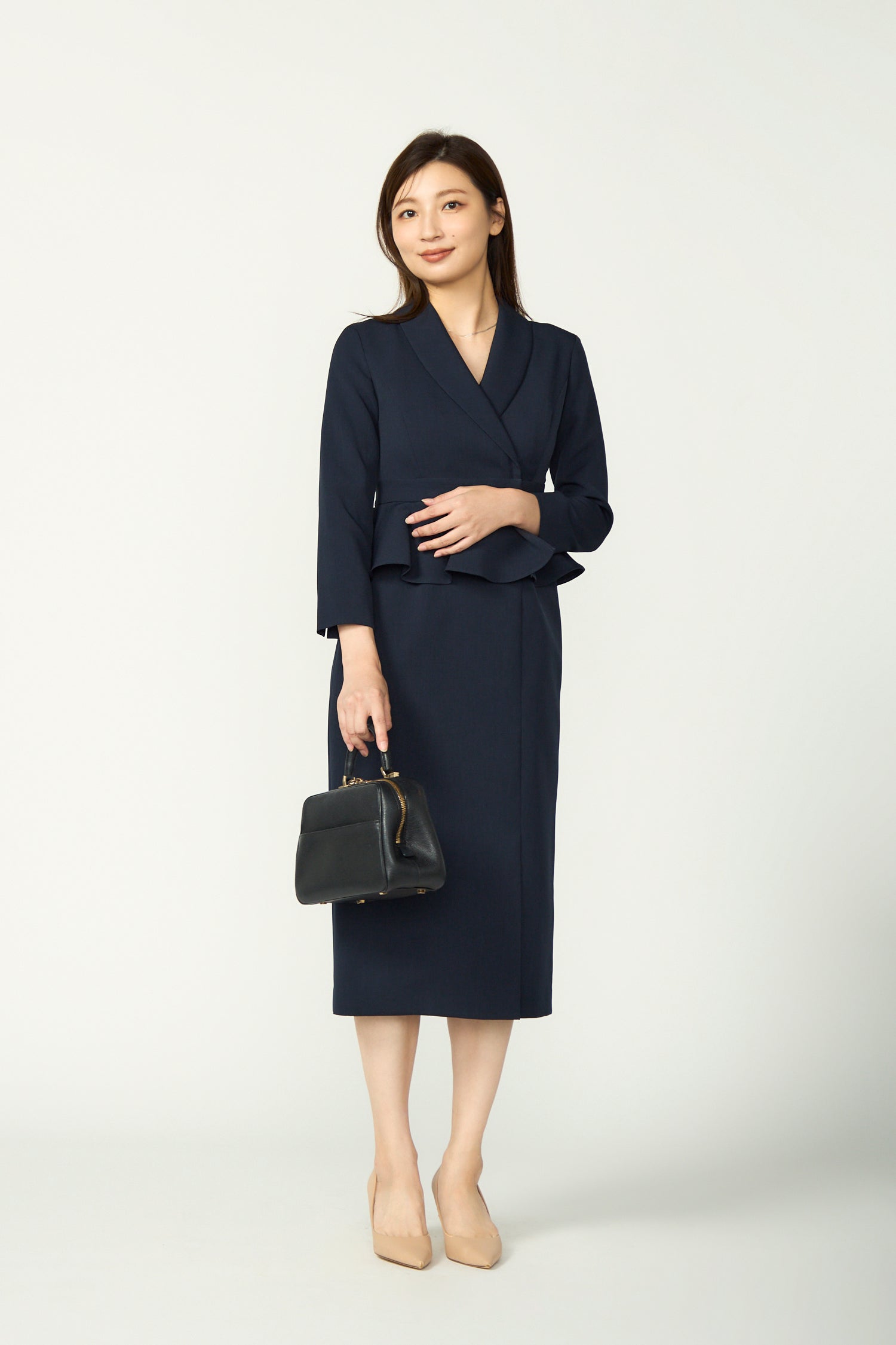 Cheer up peplum dress (Navy) – Audire