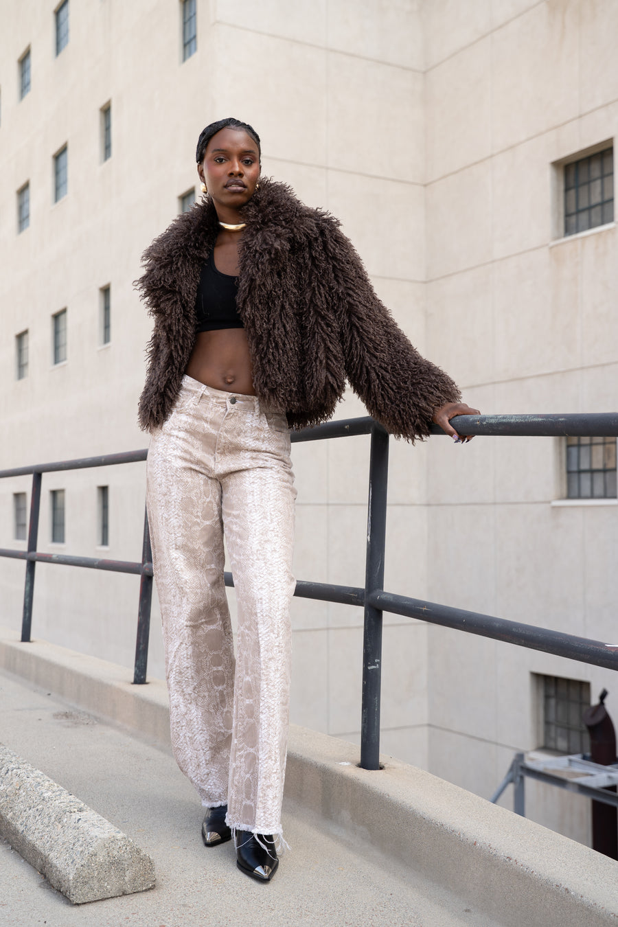 RUPERTA-BROWN FAUX FUR JACKET | AZALEA WANG