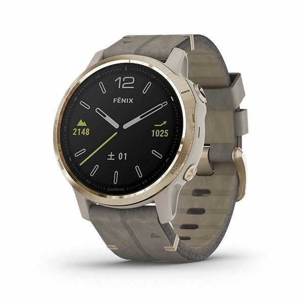 GARMIN fenix 6S Sapphire Tundra Light Gold Leather band ガーミン