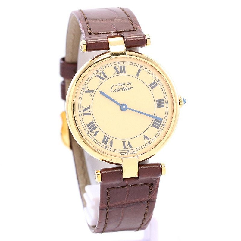 中古】CARTIER MUST VANDOME LARGE MODEL VERMEIL カルティエ マスト