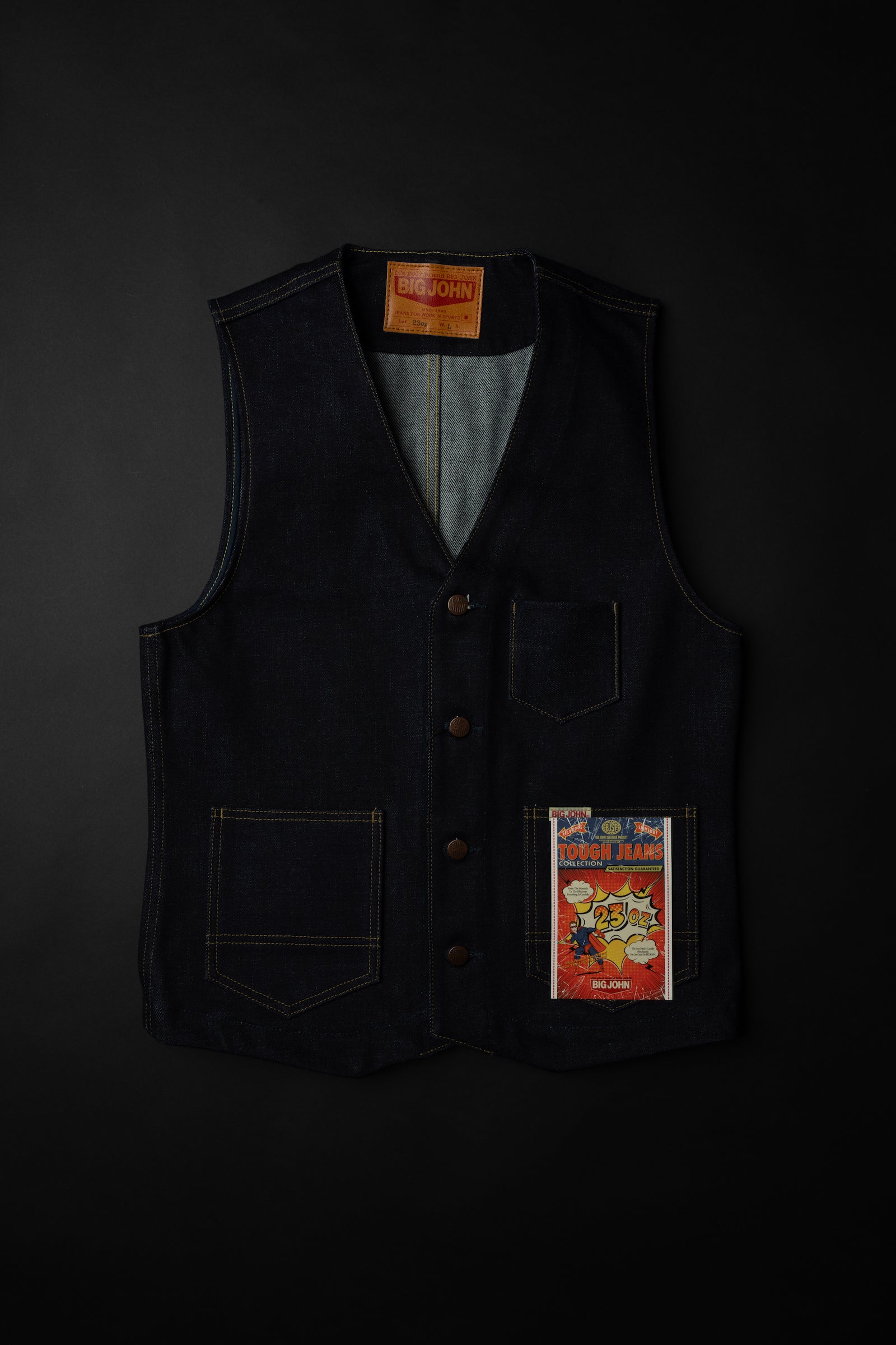 M602G (000B) 23oz selvedge denim Vest – BIG JOHN【公式】オンライン