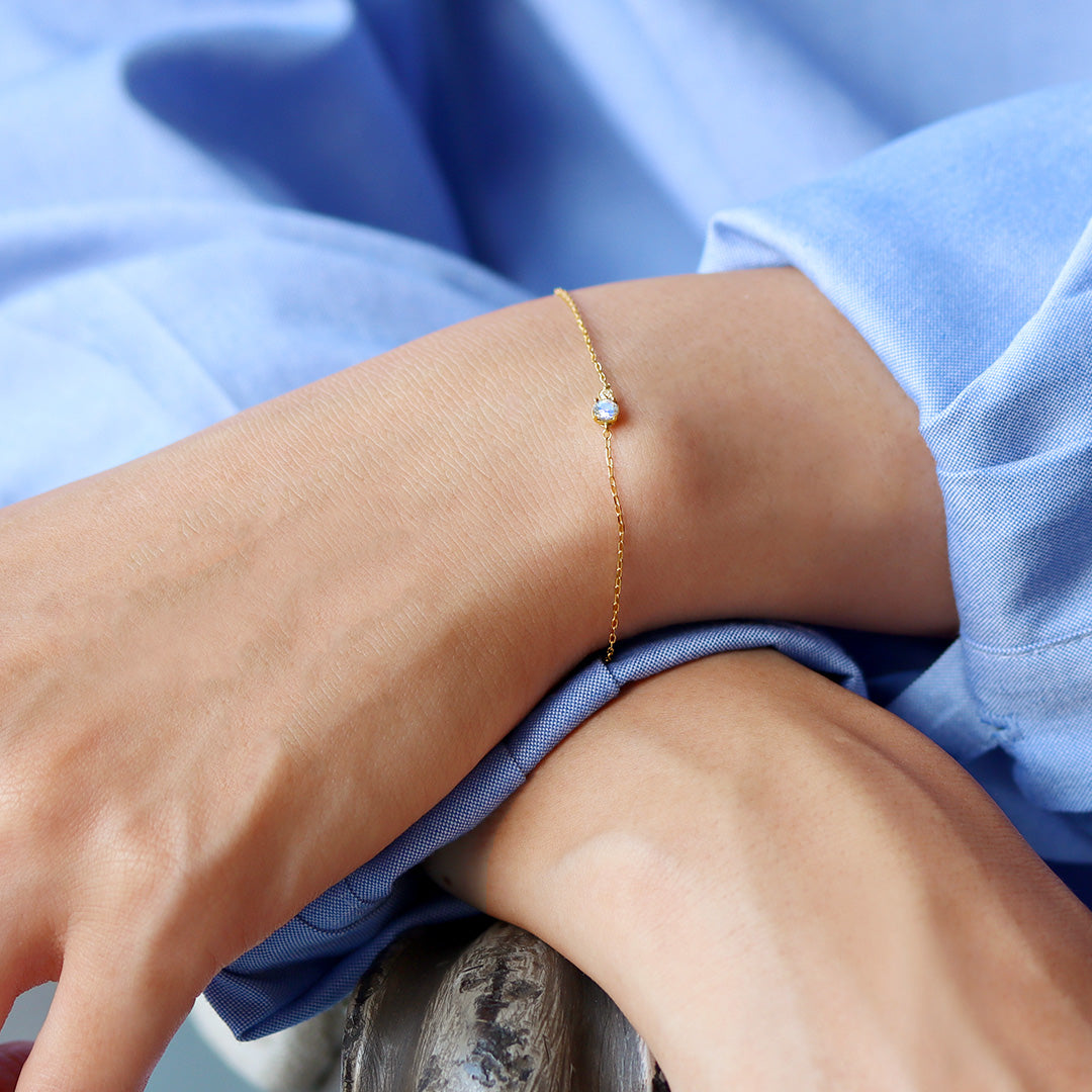 ロイヤルブルームーンストーン×ダイヤモンド K18/K10ブレスレット