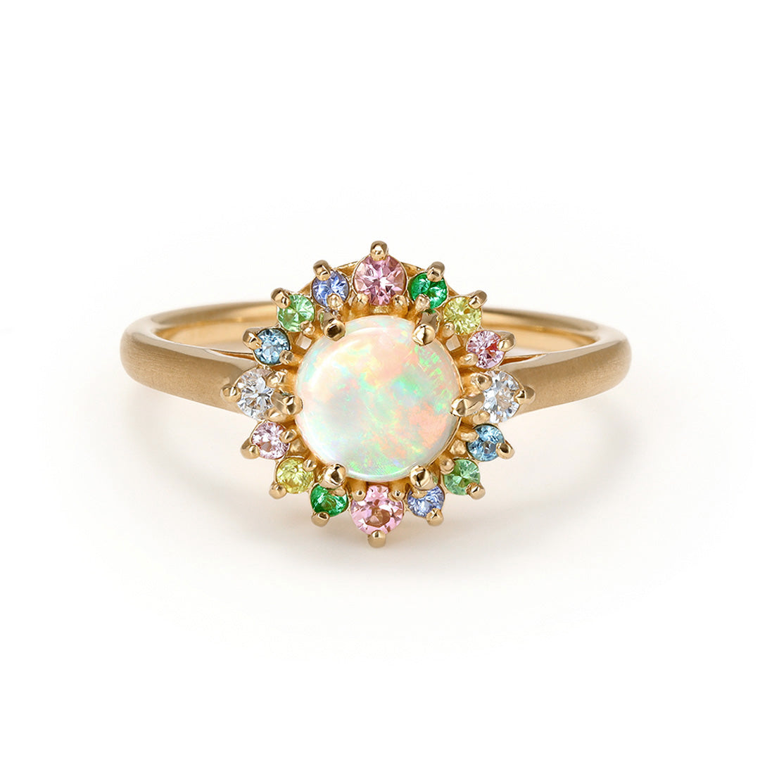 オパール(オーストラリア産)×マルチカラージュエル K10/K18/PTリング