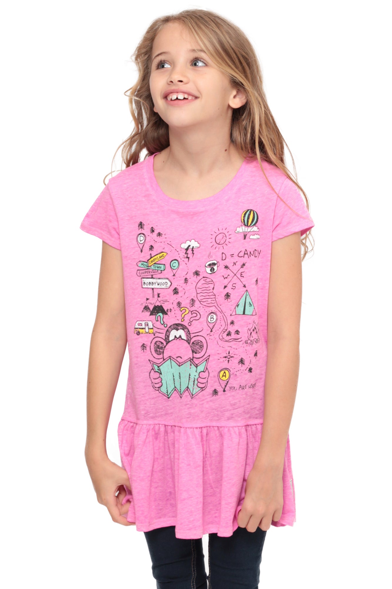 Bobby Jack Bobby The Explorer | Girls Ruffle Bottom Top - Pink