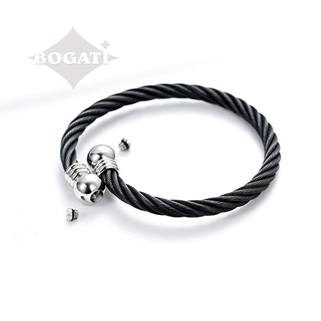Cable Bangle with spherical ends | Bogati Urn Company