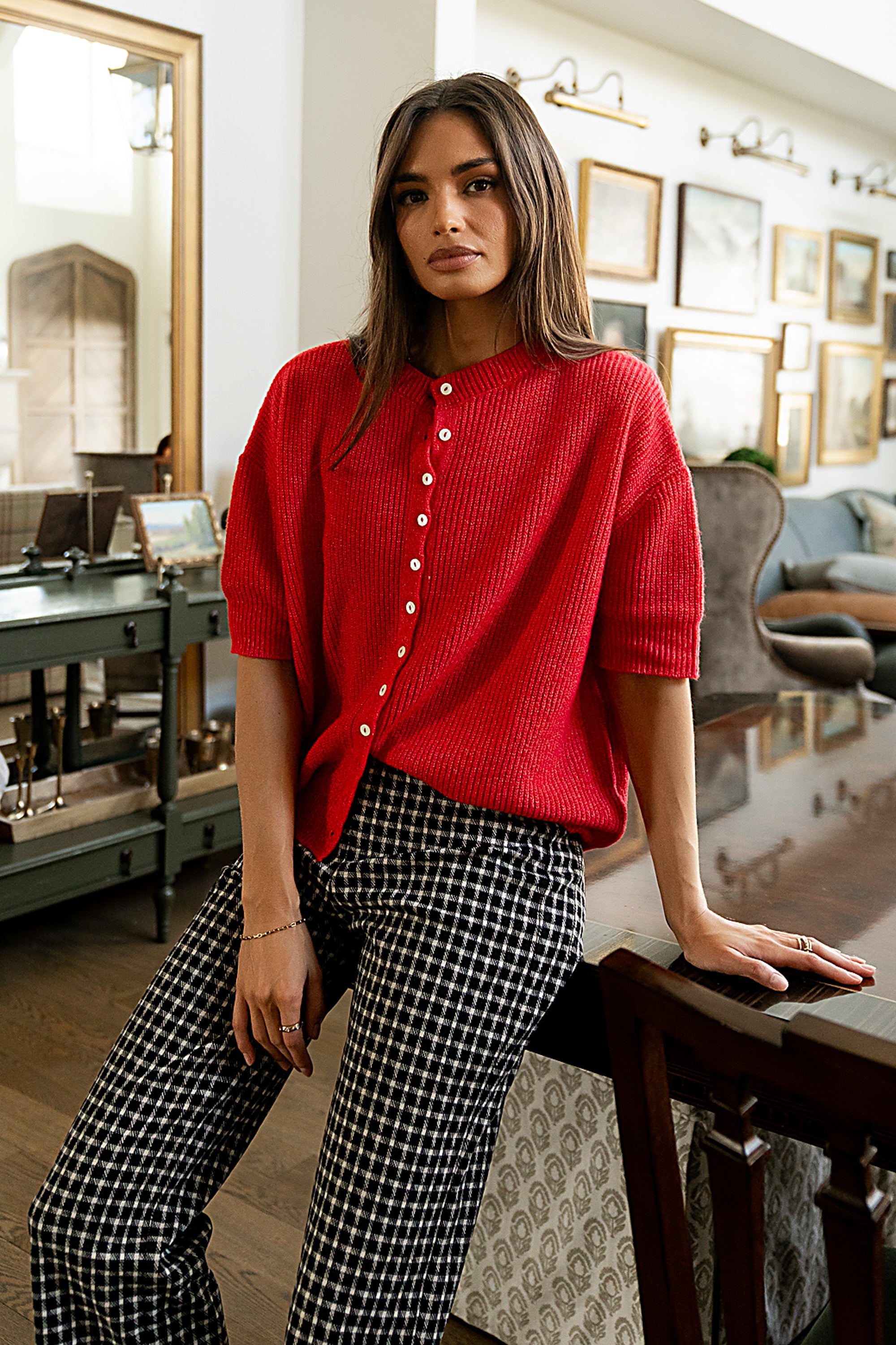 Leah Knit Cardigan in Red - FINAL SALE