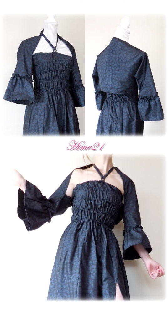 着物リメイク□大島紬のロング丈サマードレス□リゾートワンピース