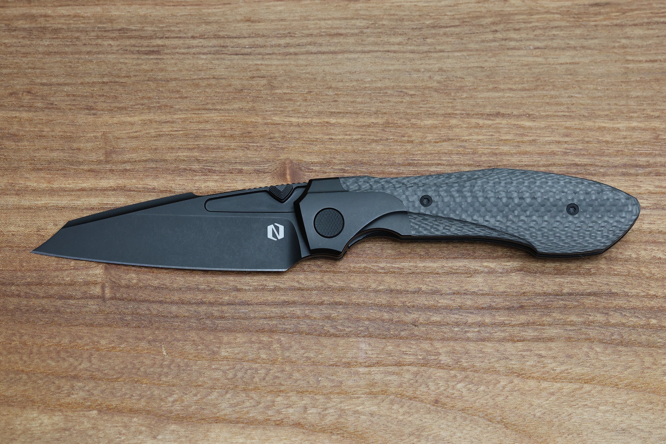 NULL KNIVES VOODOO - BLACK PVD/LIGHT STONEWASH TI/WEAVE CARBON