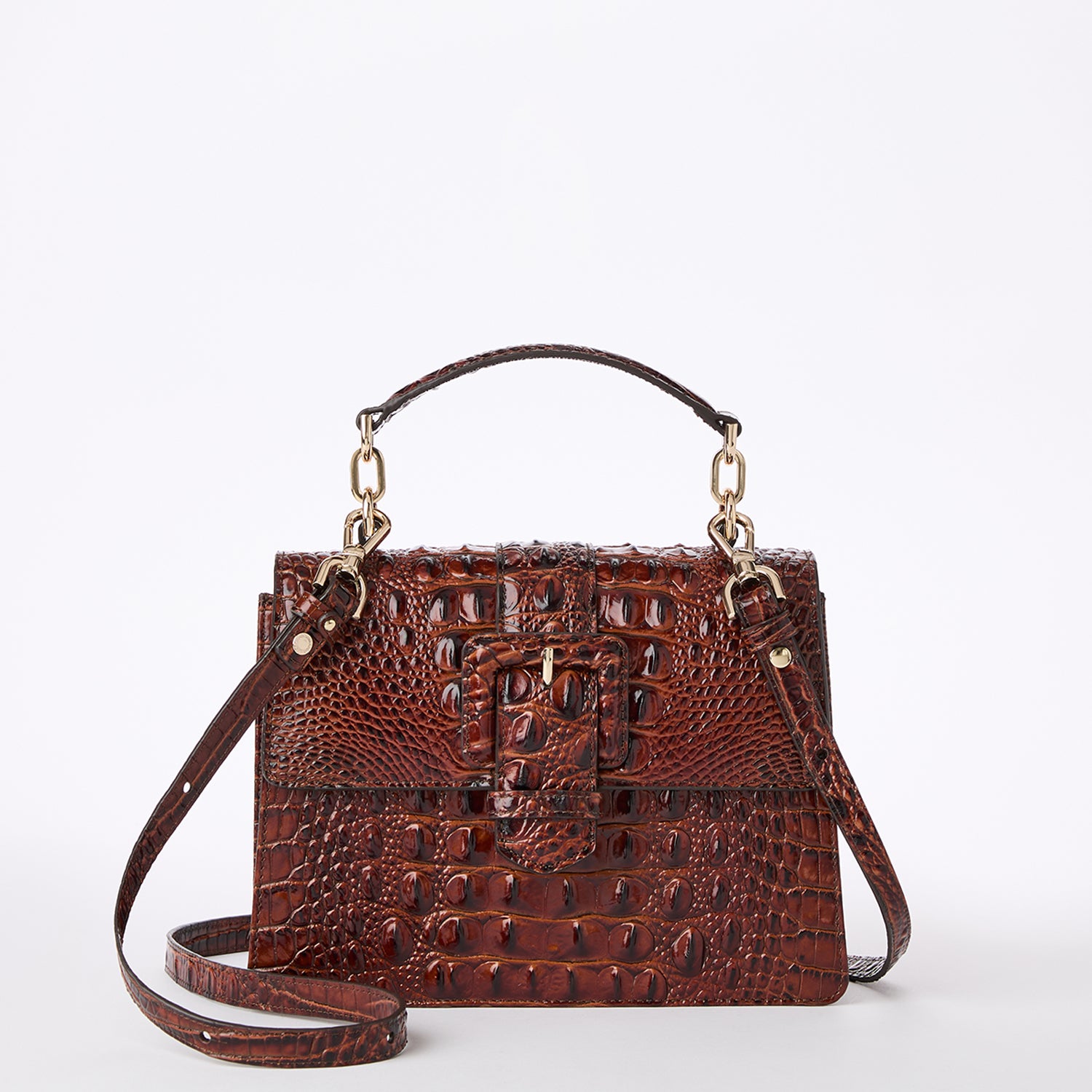 Hallie Small Leather Satchel | Pecan | BRAHMIN