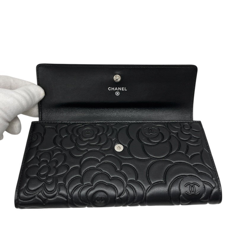 未使用品】【CHANEL】シャネル カメリア フラップ ロングウォレット