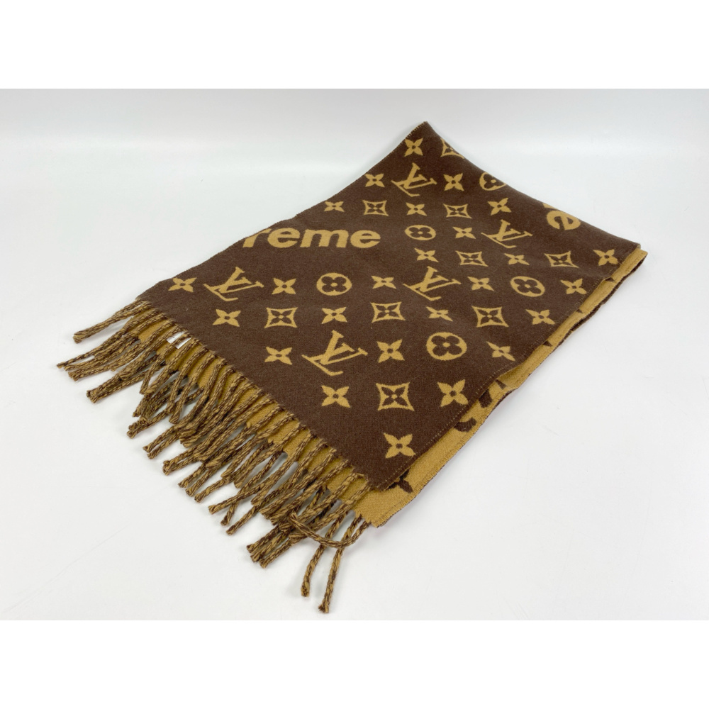 ルイ・ヴィトン ×シュプリーム モノグラム マフラー ブラウン カシミヤ