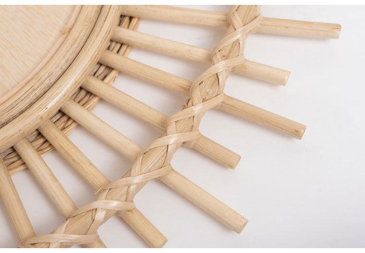 ラタンミラー ミラー 鏡 姿見 壁掛け ウォールミラー 丸型 円型 ラタン