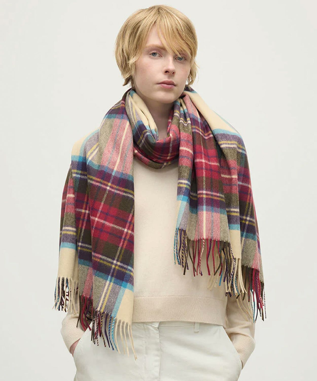 大判チェックストール(定番)(カシミヤ) 全7色 | BRITISH MADE