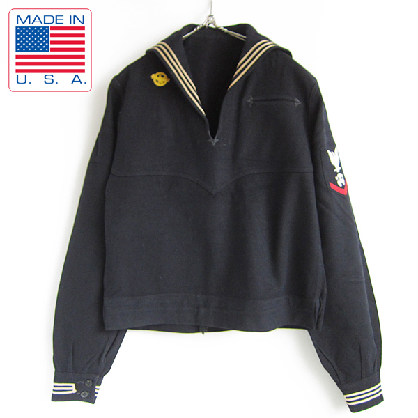 50's/実物/米軍/US NAVY/ウール/セーラーシャツ/濃紺系【メンズS程度