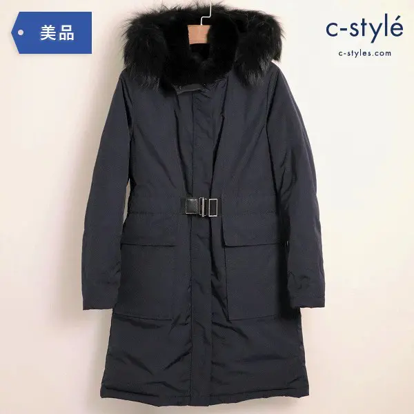 ✖︎ セオリー ダウンコート ロング ラクーンファー ベルト 黒