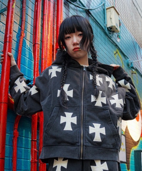 UNKNOWNLONDON/アンノウンロンドン/LHP別注 Leather Cross Zip Hoodie