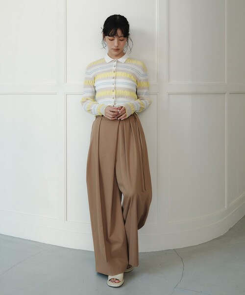 EMMEL REFINES＞EM ダブルベルト ラップライク パンツ（スラックス