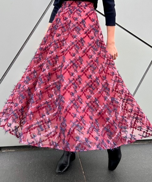 SNIDEL（スナイデル）の「エンブロイダリーチェックスカート（スカート