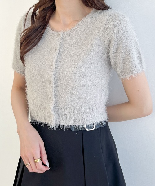 Heather（ヘザー）の「シャギーニットカーディガン（半袖） 118741