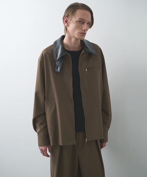 CULLNI】別注 Leather Color Zip Blouson/別注 襟レザーウールブルゾン