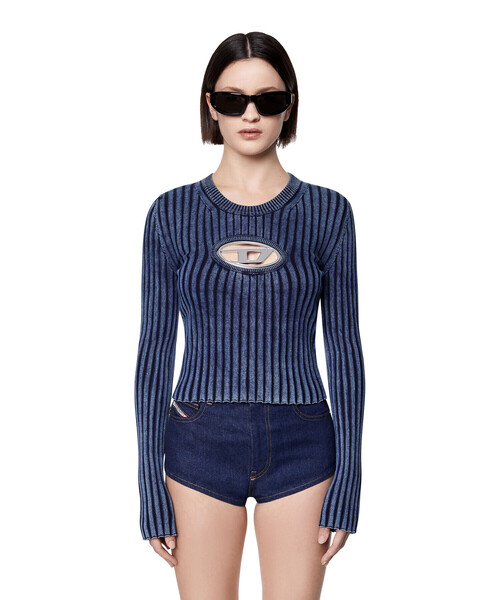 DIESEL（ディーゼル）の「レディース 長袖 トップス インディゴ リブ