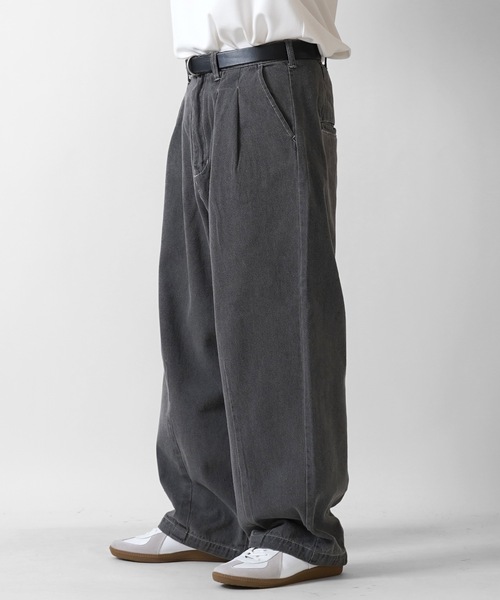 セール】ヴィンテージライク ケミカルウォッシュ テーパード 2タック