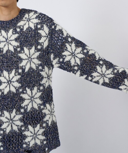 BED J.W. FOR/ベッドフォード】Snow Pattern Crew Neck Knit（ニット