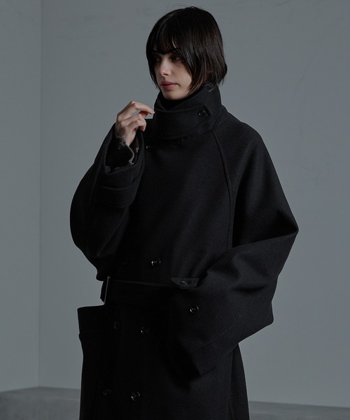 cussil/クシル】ウールライク ヘビーメルトン ルーズスリーブトレンチ