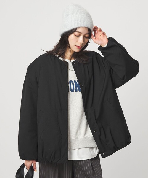 size SHORTあり］パフィー ノーカラー ブルゾン 撥水 保温性