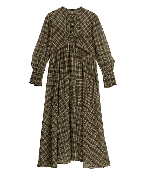 Ameri（アメリ）の「IRREGULAR PLAID PATTERN DRESS（ワンピース
