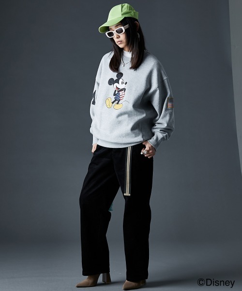 ディズニー ミッキー/綿100％裏起毛ヴィンテージ風トレーナー ＜大きい