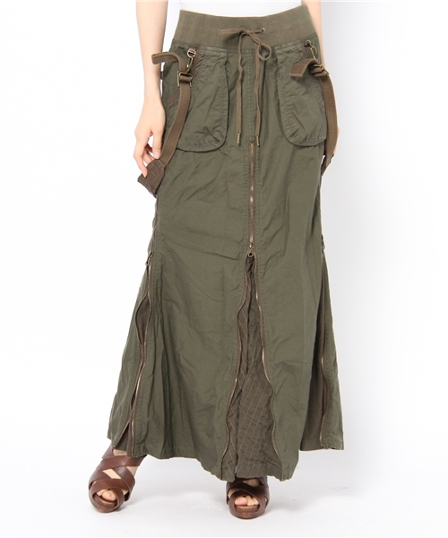 goa（ゴア）の「サスペンダー付綿カーゴロングスカート（スカート