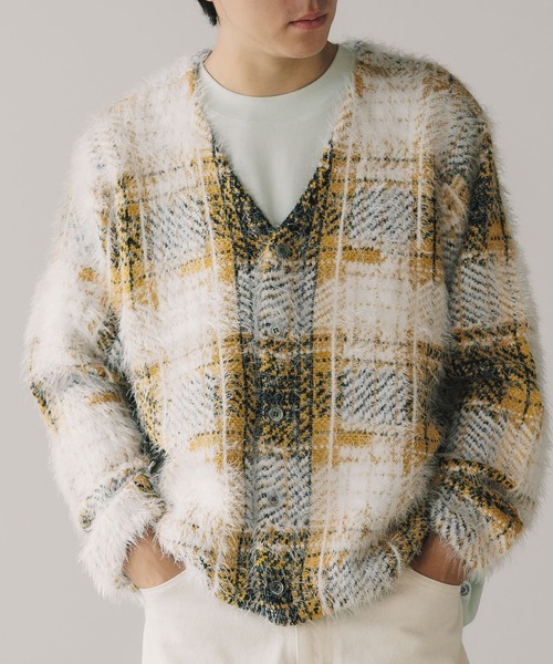 セール】STUSSY/ステューシー HAIRY PLAID CARDIGAN カーディガン