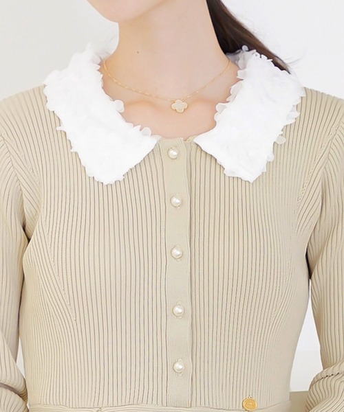 フラワー 襟付き ニット ワンピース le reve vaniller（ワンピース