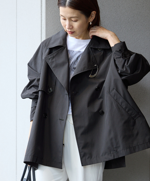 新色あり/追加4/洗濯機洗い可》ポプリンオーバーショートコート