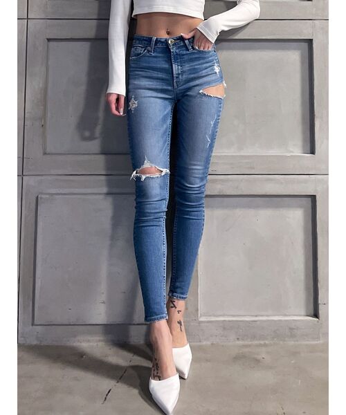 GYDA（ジェイダ）の「M/W SIDE RIPPEDスキニーデニムパンツ（デニム