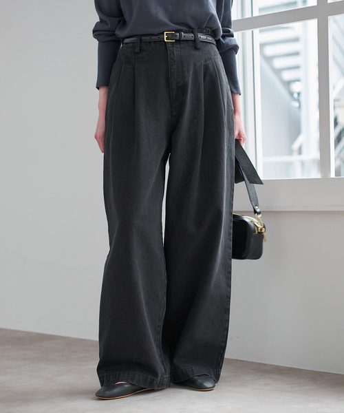 セール】《4サイズ展開》LEDENIM BLUR TUCK TROUSERデニム（デニム