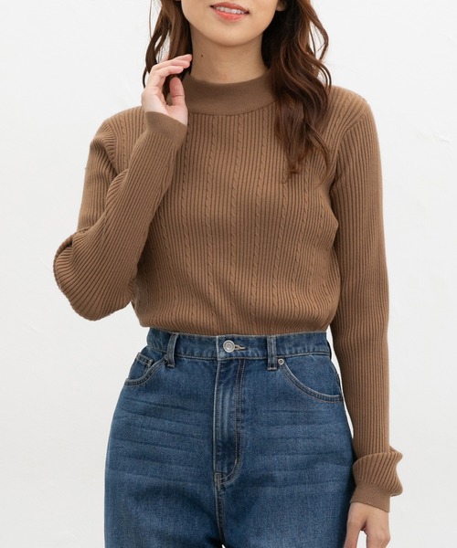 セール】ケーブル編ハイネックニット（ニット/セーター）｜Honeys