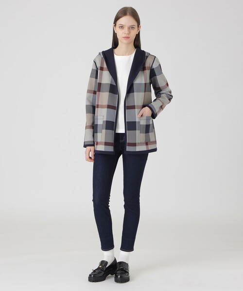 クレストブリッジチェックリバーシブルダンボールミディ丈コーディガン
