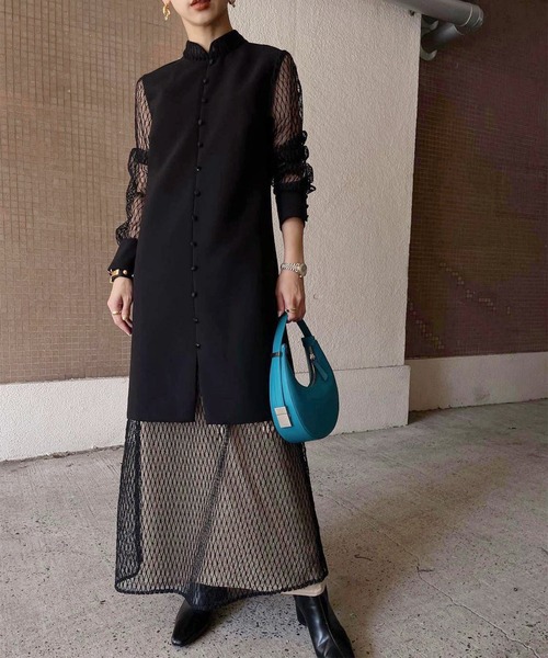 Ameri（アメリ）の「MELON SLEEVE STRAIGHT DRESS（ワンピース）」 - WEAR