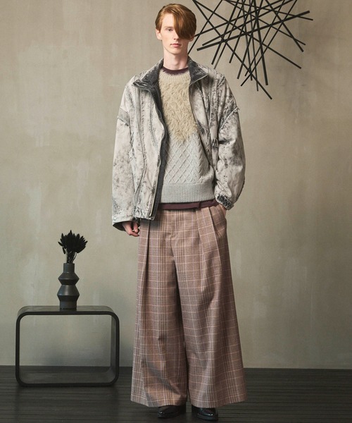 UNISEX》Cable Shaggy Mix Prime-Over Crew Neck Knit Pullover