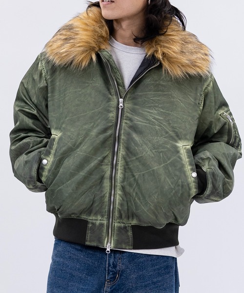 13】ヴィンテージ加工 脱着ファー フライトジャケット（MA-1）｜JOHN'S