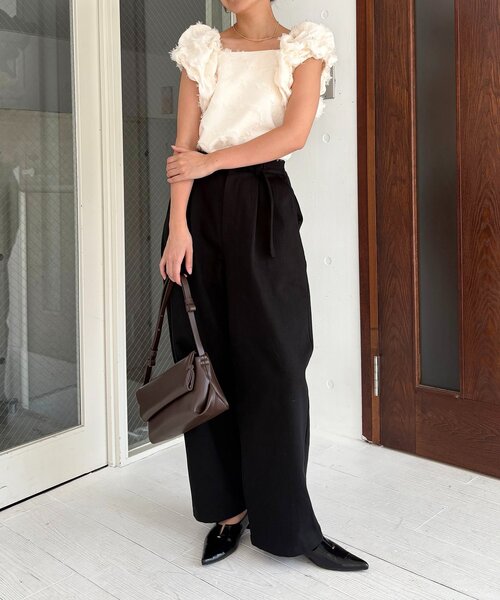 セール】ジャガードパフショルダートップス（シャツ/ブラウス