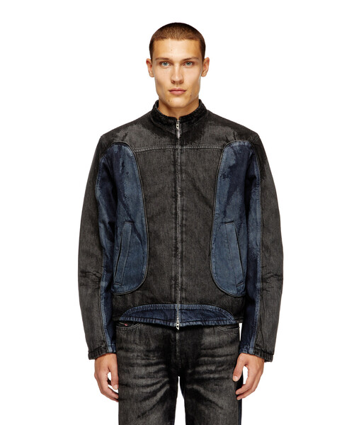 メンズ ジップアップ ブラックデニムブルゾン D-BLENK-S（デニム
