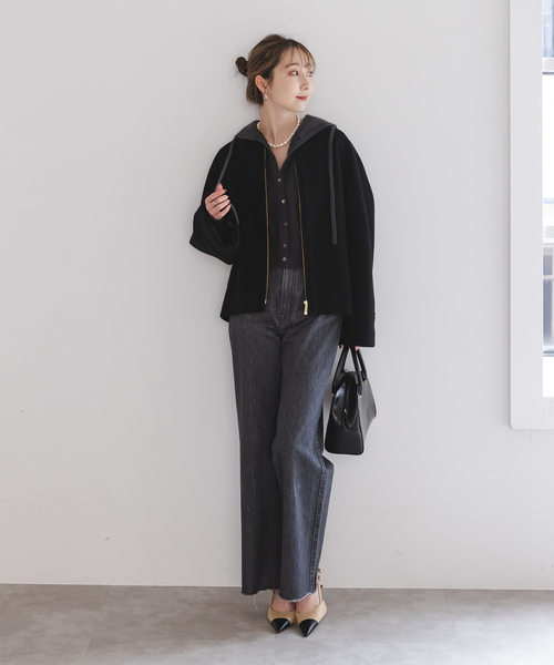 Noble（ノーブル）の「MTRショートケープブルゾン（ノーカラーコート