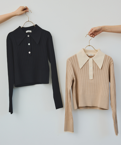 IENA（イエナ）の「襟付きショートニットプルオーバー（ニット