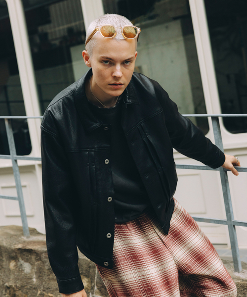 ニュージーランド ラムレザー トラッカージャケット（ライダース