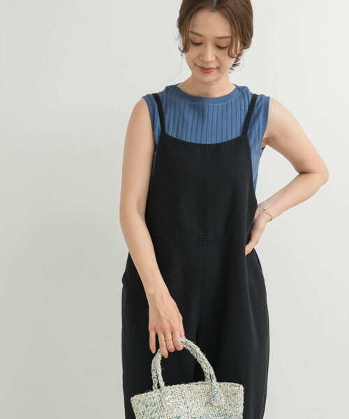 セール】コットンリネンBACKギャザーサロペット（サロペット