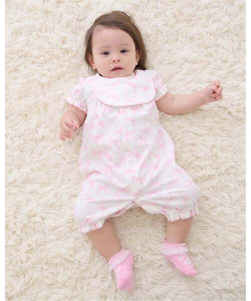 BOX付】リボン柄半袖2wayオール＆スタイセット（その他ベビーウェア