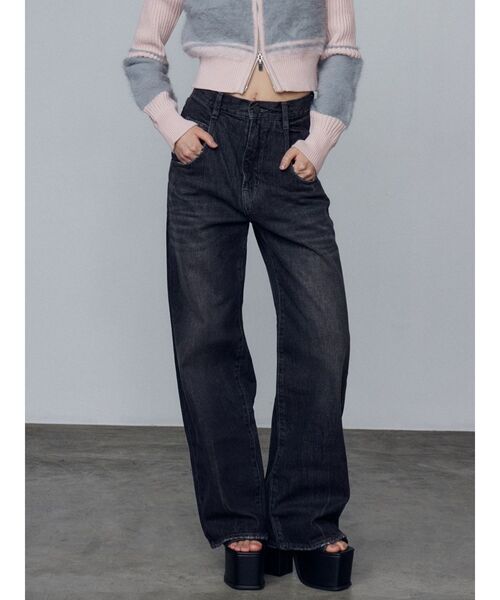 セール】ルーズワイドハイウエストジーンズ（デニムパンツ）｜EMODA